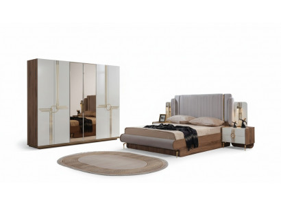 Schlafzimmer Bett 2x Nachttisch Kleiderschrank 4tlg.Komplett Set Design