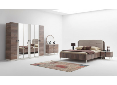 Schlafzimmer Komplett Set  Bett 2 x Nachttisch Kleiderschrank 5tlg