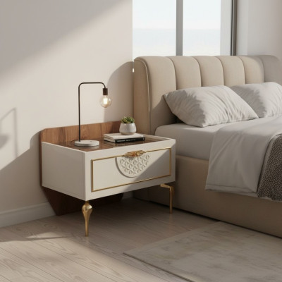Bedroom nightstand modern design furniture wood luxury new white