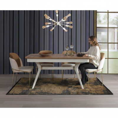 Complete set dining table 4x chairs dining room set dining group wood 5-piece
