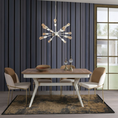 Complete set dining table 4x chairs dining room set dining group wood 5-piece