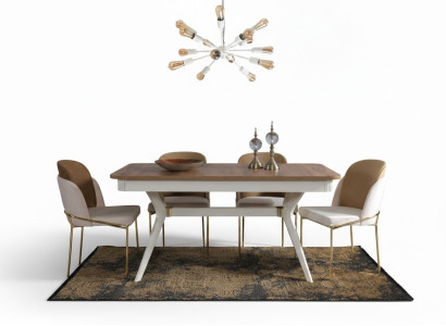 Complete set dining table 4x chairs dining room set dining group wood 5-piece