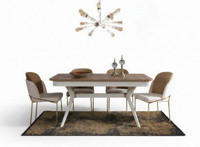 Complete set dining table 4x chairs dining room set dining group wood 5-piece