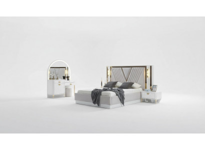 Bedroom set bed 2x nightstand 4-piece design modern luxury complete