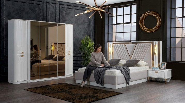 Modern elegant bedroom furniture set in luxurious design and contemporary style
