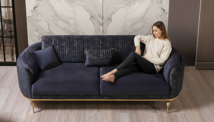Living room sofa 3-seater blue furniture luxury couches xxl furniture couch sofas