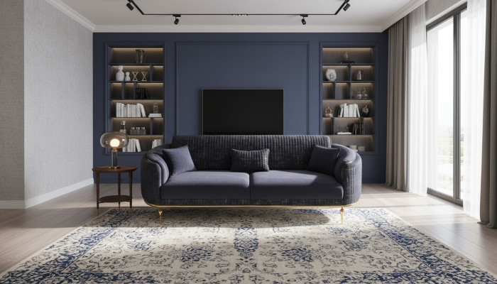 Living room sofa 3-seater blue furniture luxury couches xxl furniture couch sofas