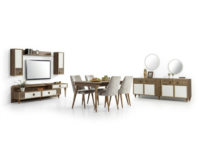 Dining room complete set table 4x chairs dining group wood table tables 12-piece set