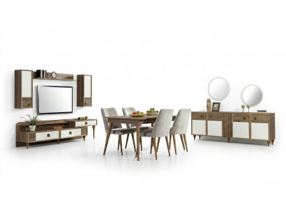 Dining room complete set table 4x chairs dining group wood table tables 12-piece set