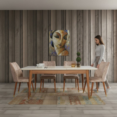 Dining room design furniture modern table 4x chairs 5-piece set garniture new