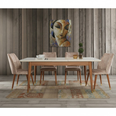 Dining room design furniture modern table 4x chairs 5-piece set garniture new