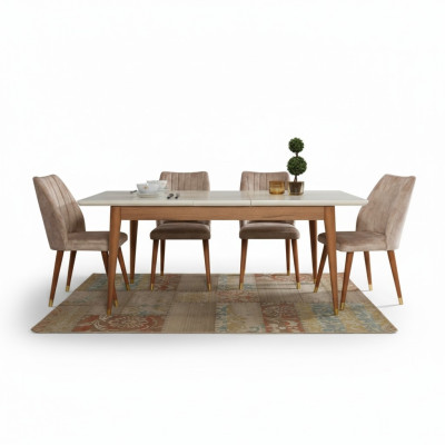 Dining room design furniture modern table 4x chairs 5-piece set garniture new
