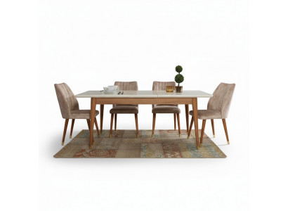 Dining room design furniture modern table 4x chairs 5-piece set garniture new