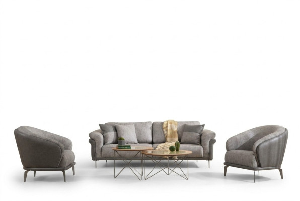 Sofa set 3-seater sofa gray armchair living room furniture luxury design