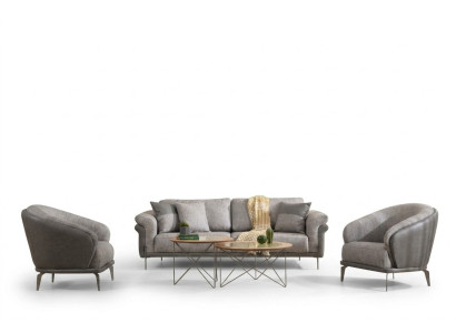 Sofa set 3-seater sofa gray armchair living room furniture luxury design
