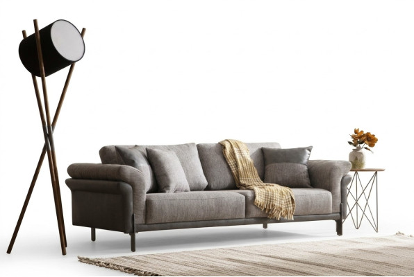 3-seater gray sofa living room classic design elegant style 230cm