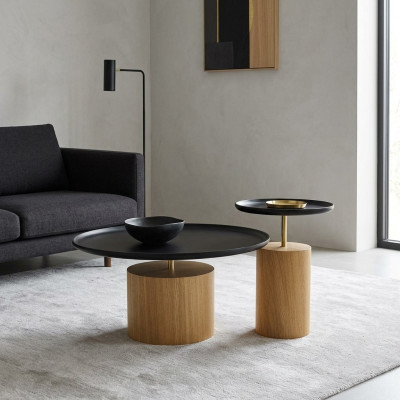 Coffee table luxury wood design table side table black round tables new
