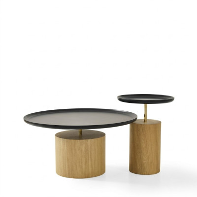 Coffee table luxury wood design table side table black round tables new