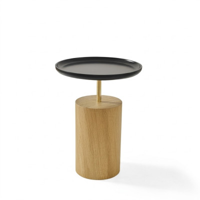 Side table, table, wood, side designer furniture, black, round table.