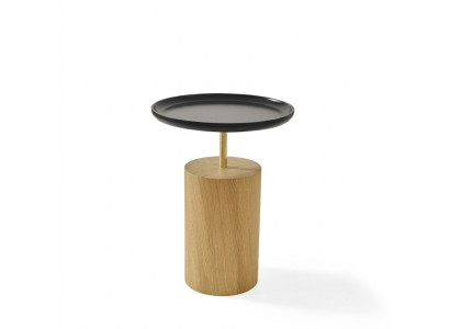 Side table, table, wood, side designer furniture, black, round table.
