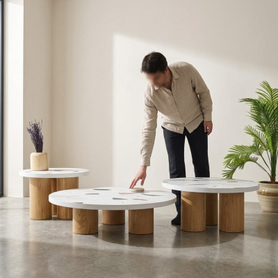 Coffee tables, side tables, design living room, 3-piece, Italian style