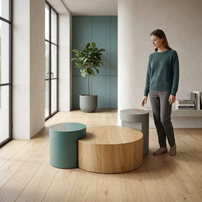 Side Table Coffee Tables Coffee Table Round Tables Brown Luxury Table 3-piece Set