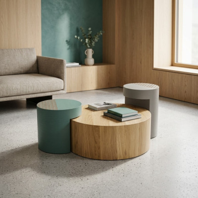 Side Table Coffee Tables Coffee Table Round Tables Brown Luxury Table 3-piece Set