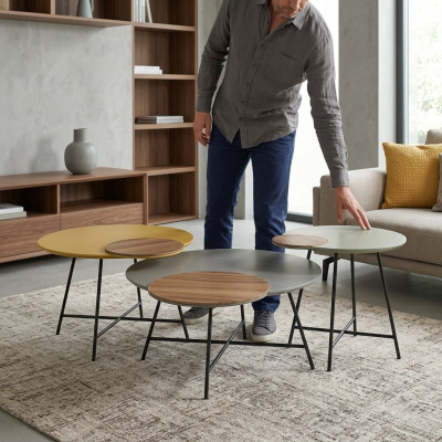 Exclusive designer coffee table set from a European furniture manufacturer.