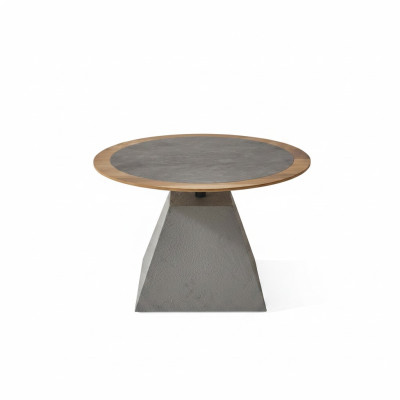 Round wooden coffee table side design silver table furniture living room