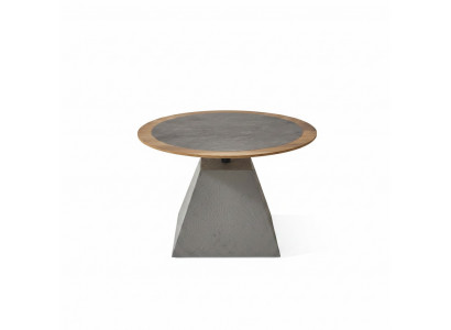 Round wooden coffee table side design silver table furniture living room