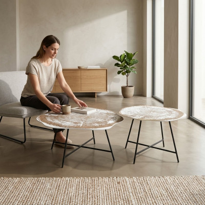 Coffee tables 2-piece set coffee tables tables designer round 2-piece coffee tables