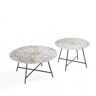 Coffee tables, tables, side tables, living room, modern, luxury, brown, 2-piece set.