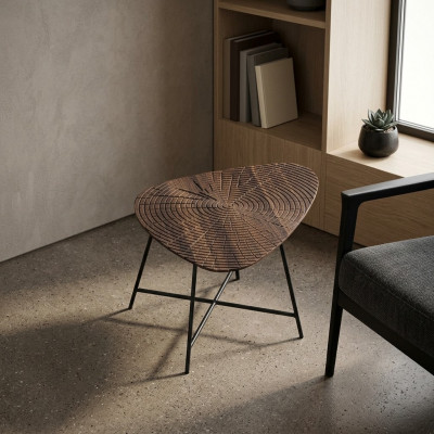 Luxurious coffee table for the living room with a carved tabletop