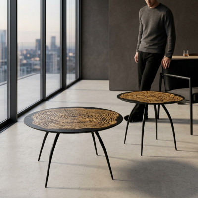 Luxury design coffee tables black round tables living room side tables