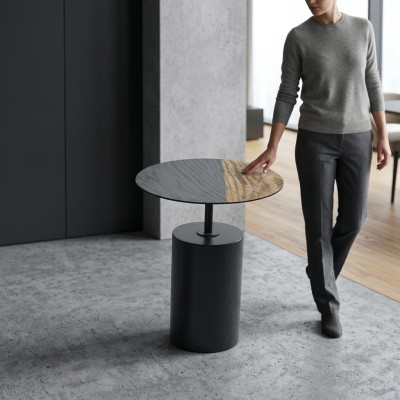 Side Round Table Coffee Table Design Wood Black Living Room Table