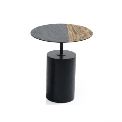 Side Round Table Coffee Table Design Wood Black Living Room Table