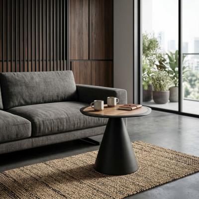 Designer coffee table side table living room black table furniture round