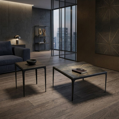 Luxury Square Coffee Table Furniture Living Room Black