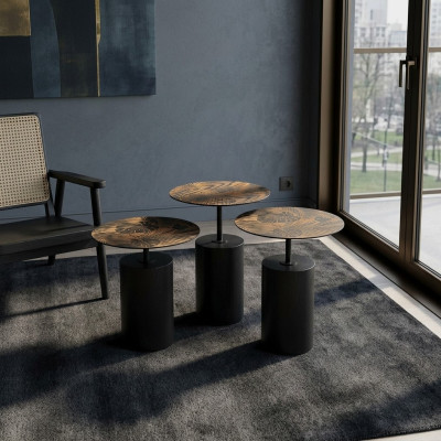 Luxurious designer set of 3 coffee tables for the living room