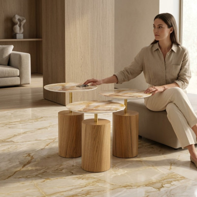 Coffee tables side tables designer living room table set of 3.