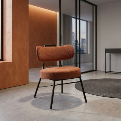 Modern round seat chair made of natural materials with textile upholstery