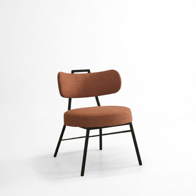 Modern round seat chair made of natural materials with textile upholstery