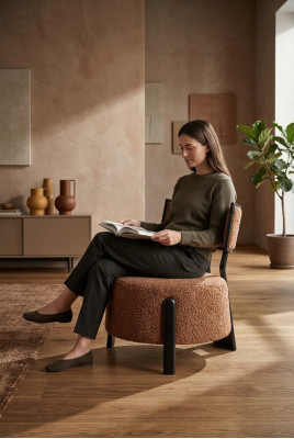 Luxurious designer chair with comfortable premium fabric upholstery