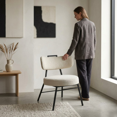 Luxurious designer chair made of wood with soft padding for the dining room