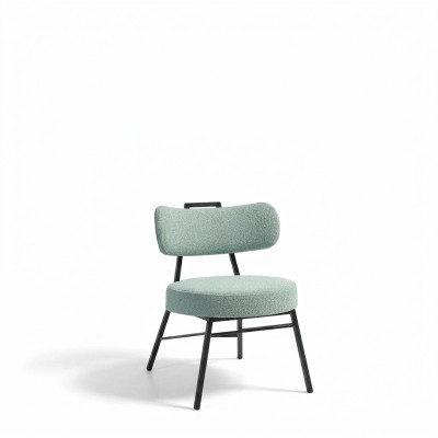 Elegant gray dining chair with round upholstered seat