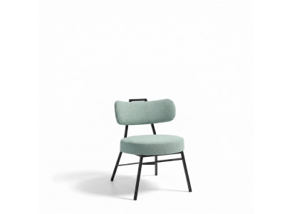 Elegant gray dining chair with round upholstered seat