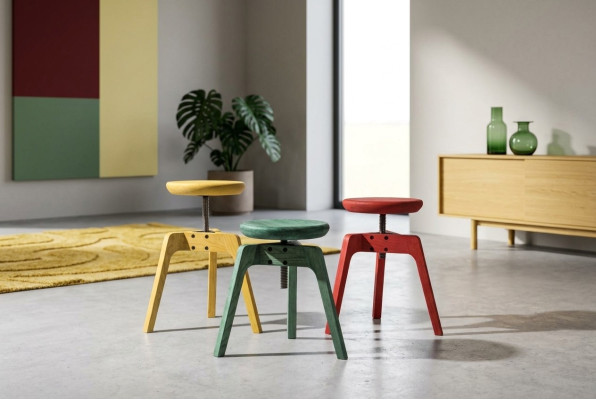 Modern set with 3 luxurious designer chairs made from high-quality wood