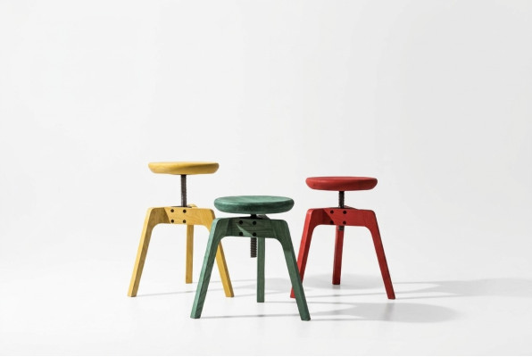 Modern set with 3 luxurious designer chairs made from high-quality wood
