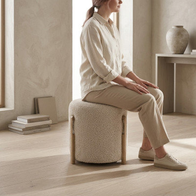 Stool Round Pouf Footstool Stool Upholstered Stool Seat Stool Stool