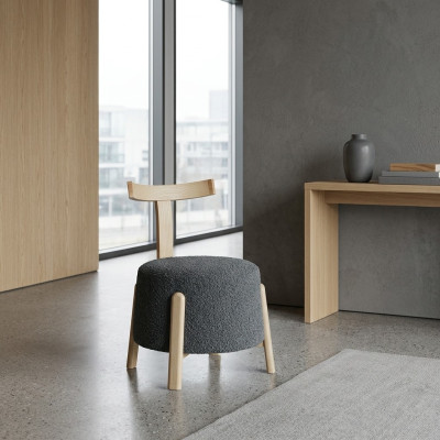 Chair Dining Room Upholstered Chair Lounge Textile Seat Armchair Gray New Round